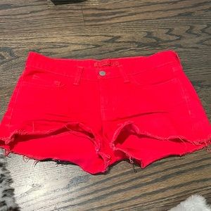 J Brand denim shorts in bright red, size 25